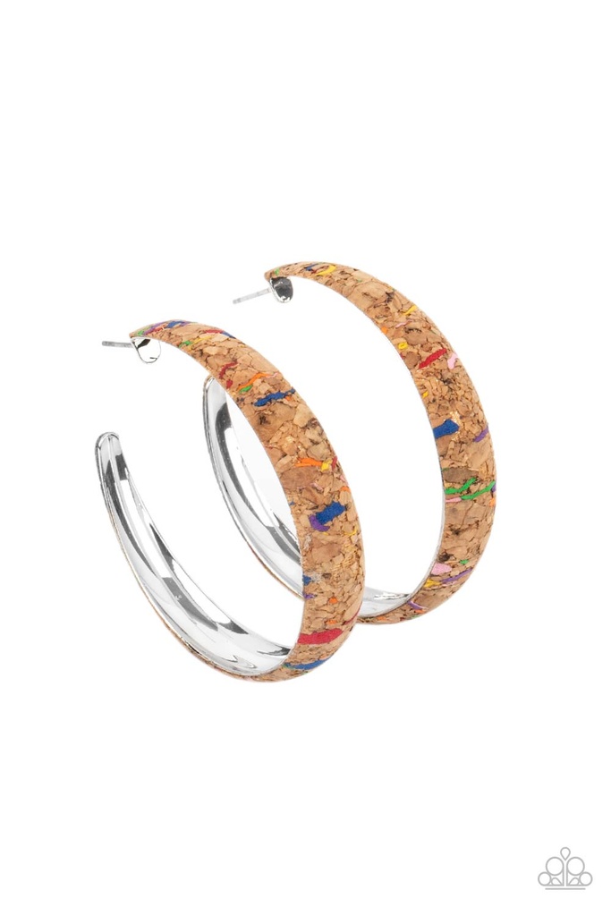 Open Earrings with Silver Hoop Cork Jewelry - A CORK In The Road