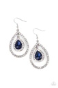 Teardrop Earrings with White and Blue Crystals - Blushing Bride