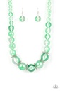 Beaded Necklace Chunky with Transparent Green Beads - Marina Mirage