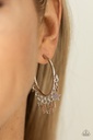 Silver Star Earrings with Fringe Hoops - Happy Independence Day