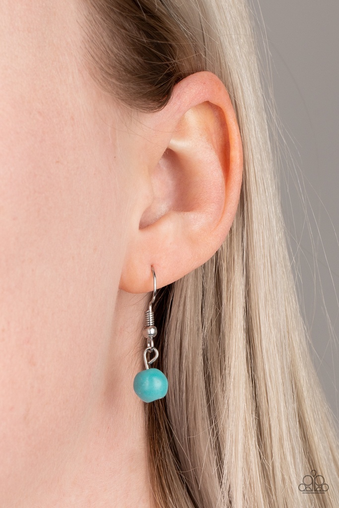 Beaded Necklace Lariat with Red and Turquoise Stones in Silver - Sandstone Savannah's