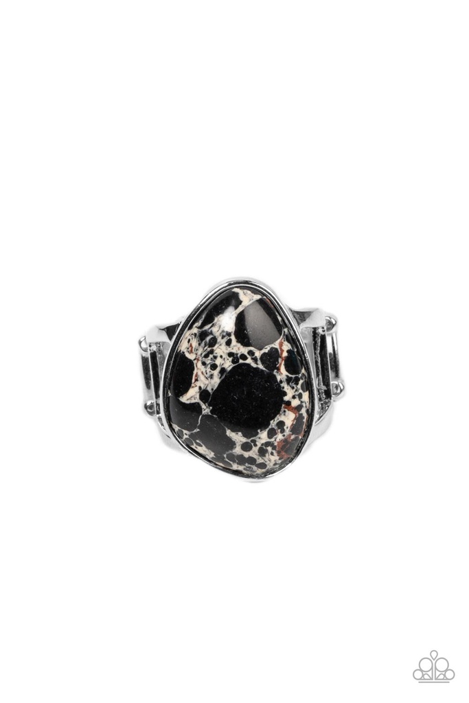 Stretch Ring Marble Black and Silver Adjustable Band - Earth Hearth
