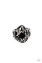 Stretch Ring Marble Black and Silver Adjustable Band - Earth Hearth