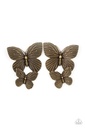 Butterfly Earrings Post in Brass - Blushing Butterflies