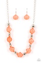 Beaded Necklace Chunky Coral Beads in Silver - Island Ice