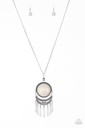 Pendant Necklace with White Stone and Fringe in Silver - Rural Rustler