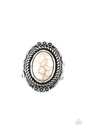 Stretch Ring with White Stone and Adjustable Ring Band in Silver - Tumblin Tumbleweeds