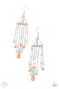 Beaded Earrings with Coral Beads in Silver Dangle - Marina Breeze