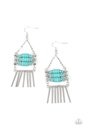 Turquoise Earrings with Stone Beads in Silver Dangle - Tribal Tapestry