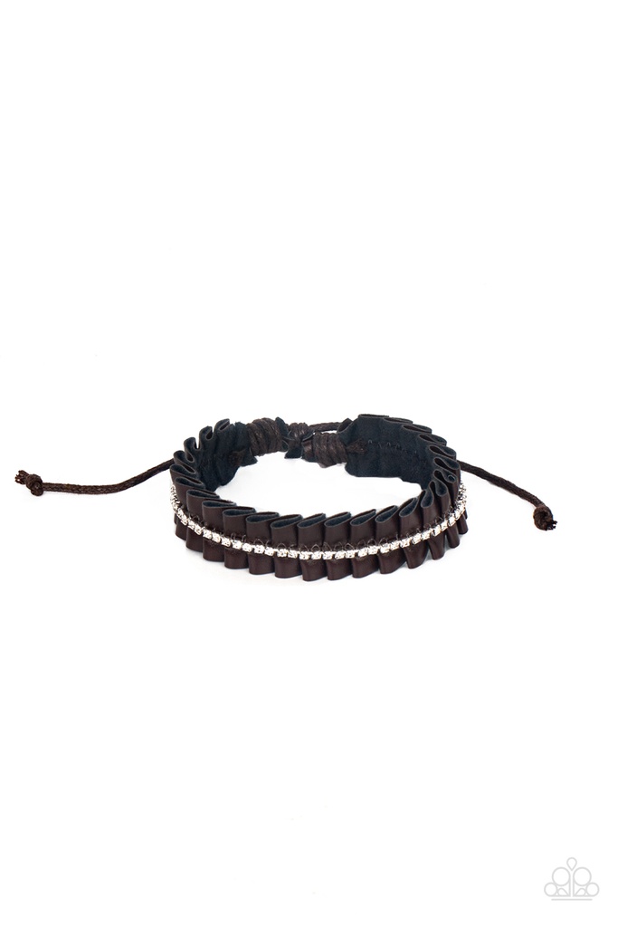 Leather Bracelet Urban with Crystals - Brown - Pretty, Pretty PLEATS