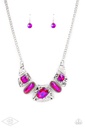 Statement Necklace Pink Purple UV Finish Iridescent Jewelry - Silver - Futuristic Fashionista