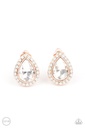 Clip on Earrings in Rose Gold Teardrop Crystal  - Cosmic Castles