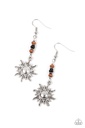 Sun Earrings Black and Silver Dangle - Sunshiny Days