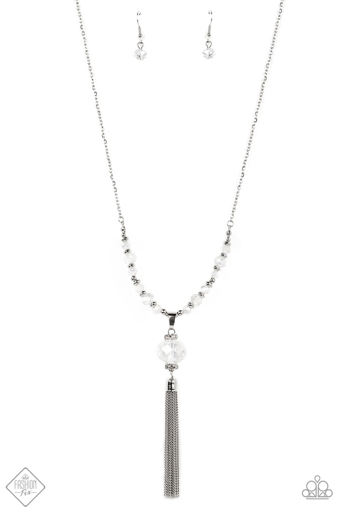 Silver Jewelry Set with Crystals and Clear Beads - Bubble