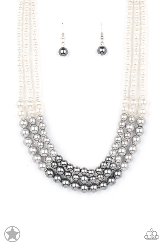 Lady In Waiting - White and Silver Layered Pearl Necklace