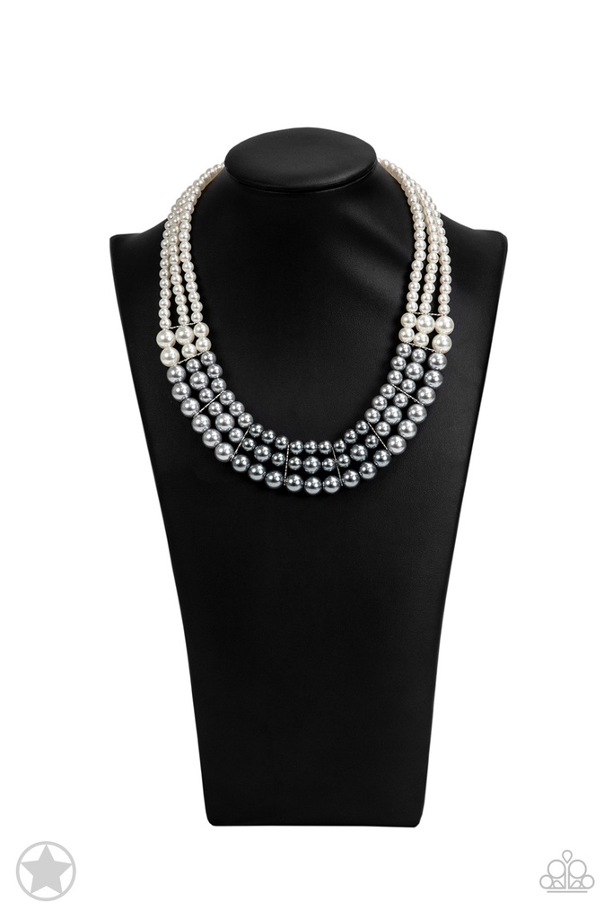 Lady In Waiting - White and Silver Layered Pearl Necklace