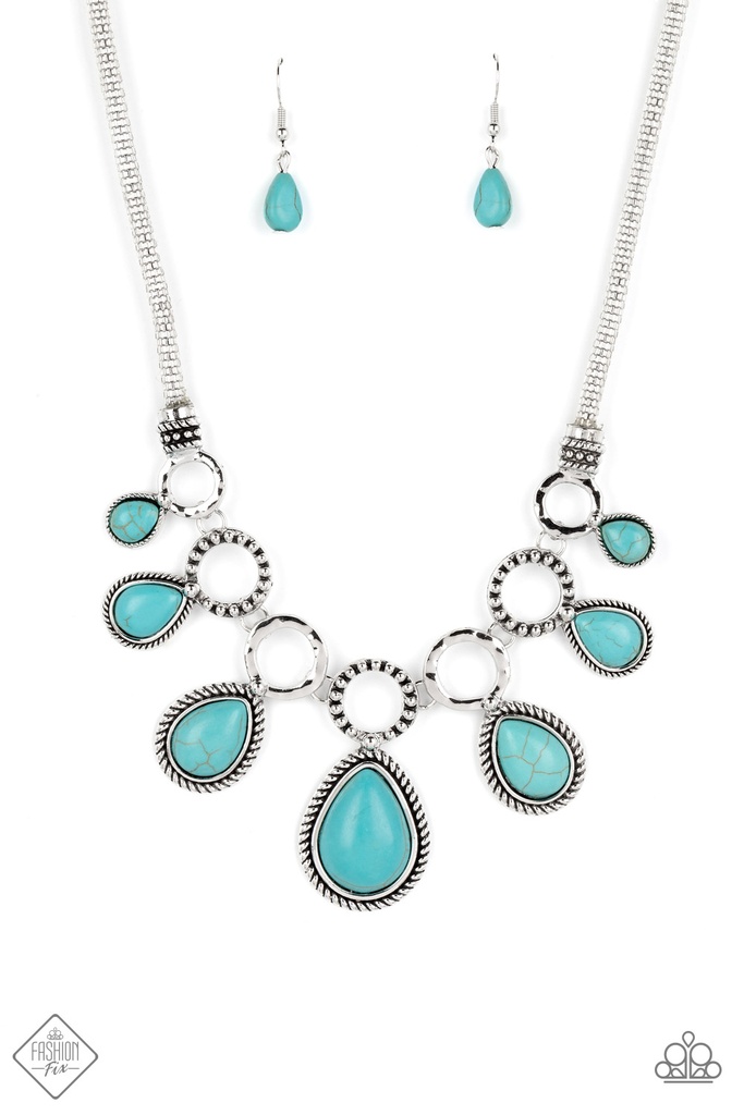 Turquoise Jewelry Set Silver Teardrop  - Fashion Fix - River Treasure