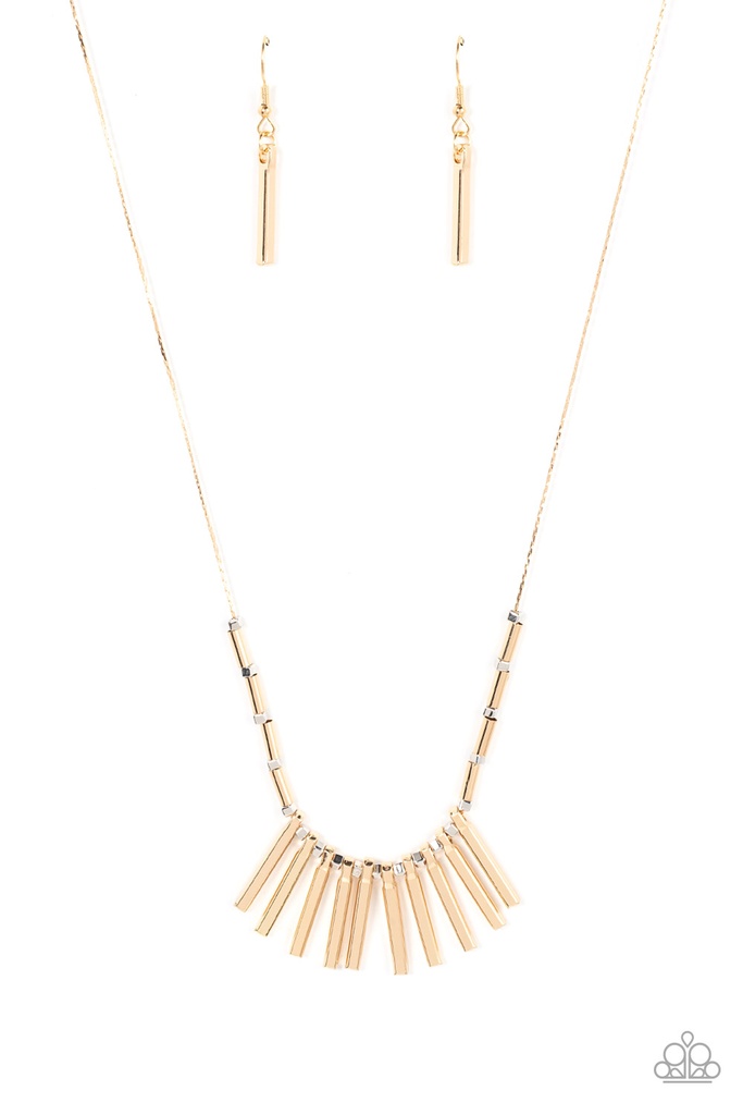 Gold Necklace Fringe Mixed Metal Jewelry - Rustic Hot Rod