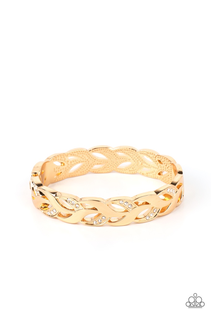 Gold Hinged Bracelet with Crystals - Editor-in-LEAF