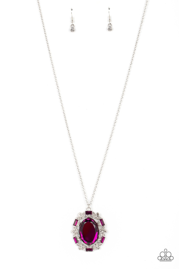 Pink Pendant Necklace with Crystals - Noble Reflection