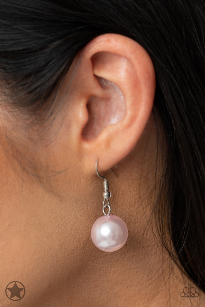 Long Necklace, Beaded with Pink Pearl Beads and Pink Ribbon - All The Trimmings