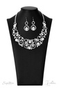 Statement Necklace Crystal Bar Swirls in Silver  - The Jennifer