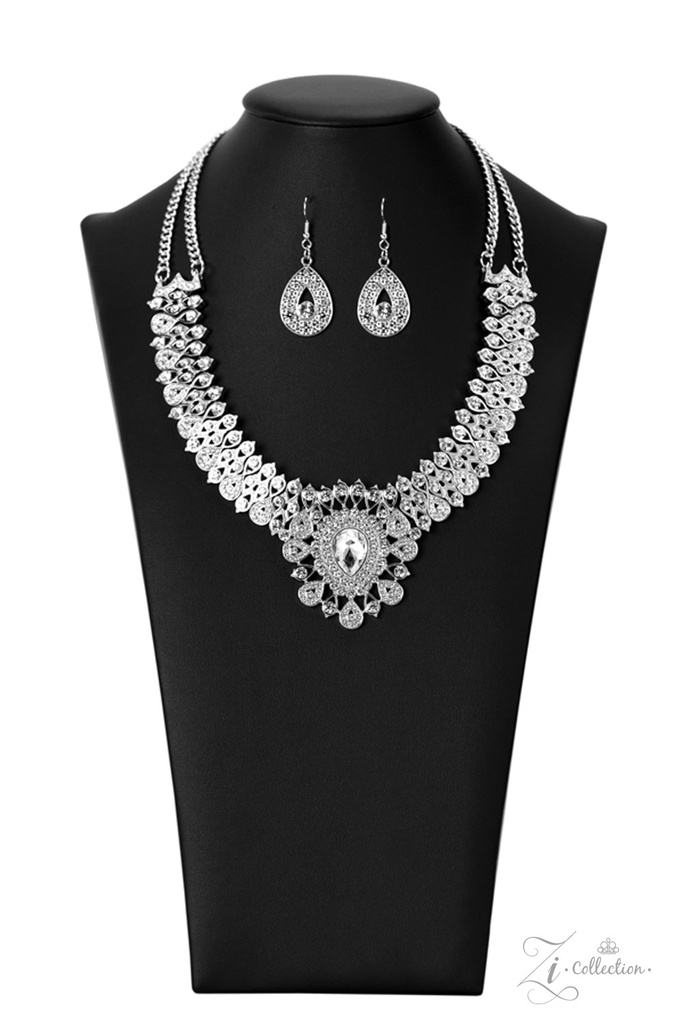 Statement Necklace Curved Bar with Crystals - Exquisite
