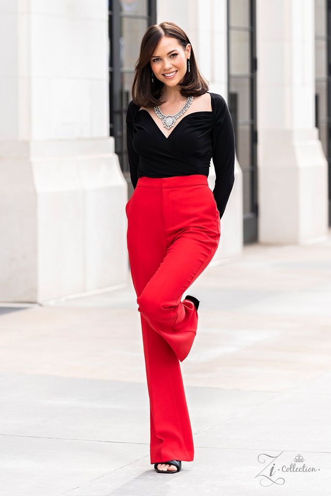 Statement Necklace Curved Bar with Crystals - Exquisite