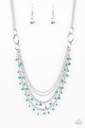 Layered Necklace Beaded, Dainty Silver and Blue Beads - Financially Fabulous
