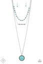 Layered Turquoise Necklace with Silver Chain - Sahara Symphony