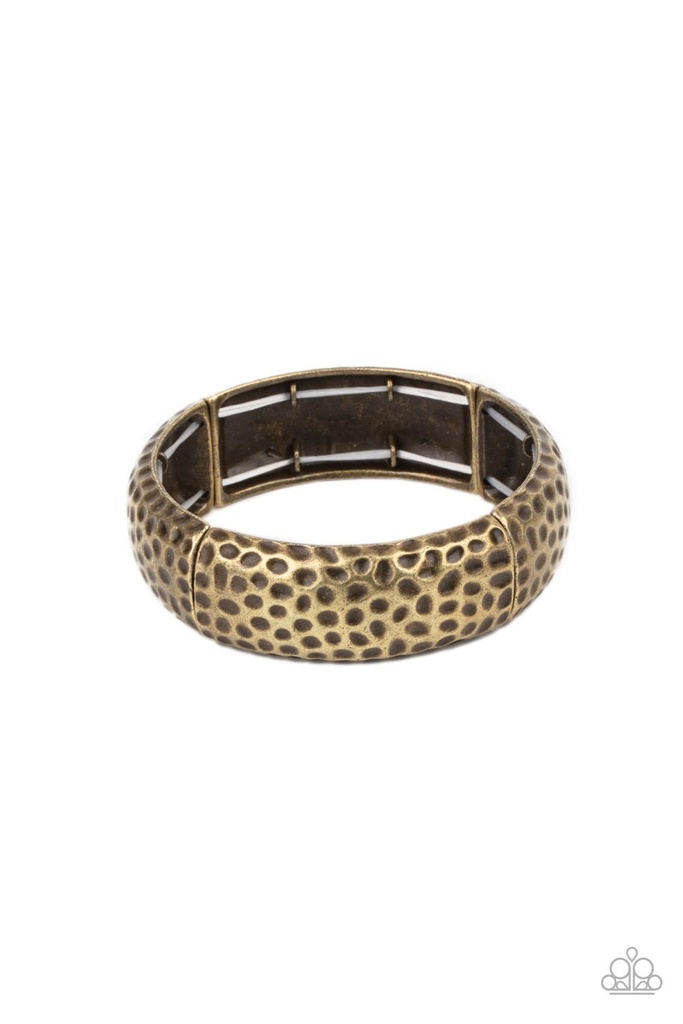 Stretch Bracelet with Hammered Brass Bangle Style - Come Under The Hammer