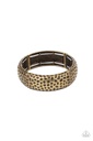Stretch Bracelet with Hammered Brass Bangle Style - Come Under The Hammer