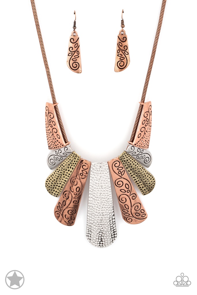 Statement Necklace with Snake Chain Mixed Metal Jewelry - Untamed