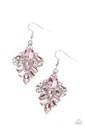 Dangle Earrings with White and Pink Crystals in Silver - Stellar-escent Elegance