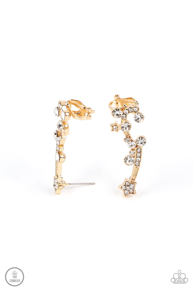 Ear Climber Earrings Gold Star and Crystals  - Astral Anthem