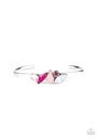 Gemstone Grotto - Pink and Iridescent Gems Silver Cuff Bracelet Cuff