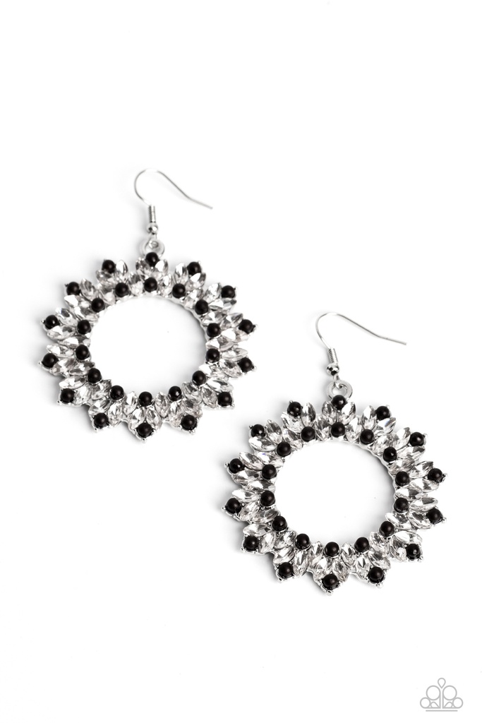 Black Pearl Earrings Silver Dangle with Crystals - Combustible Couture