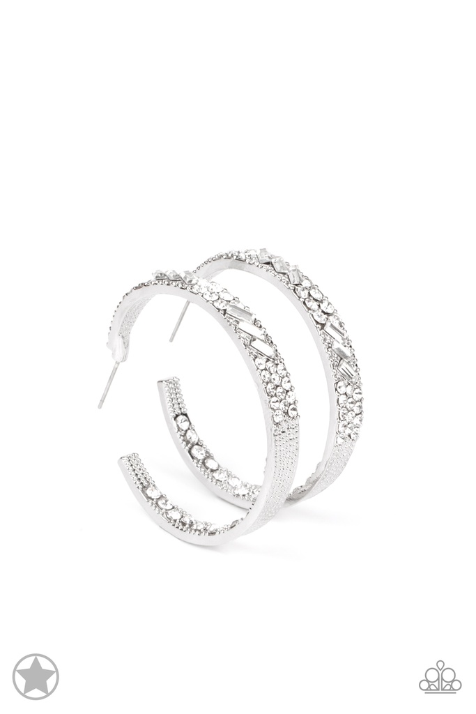 Silver Hoop Earrings with Crystals - GLITZY By Association