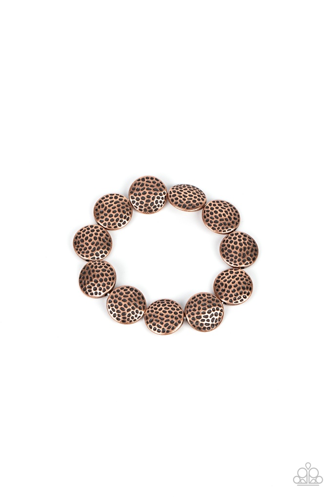 Copper Bracelet Stretch with Hammered Metal Circles - Ancient Animal