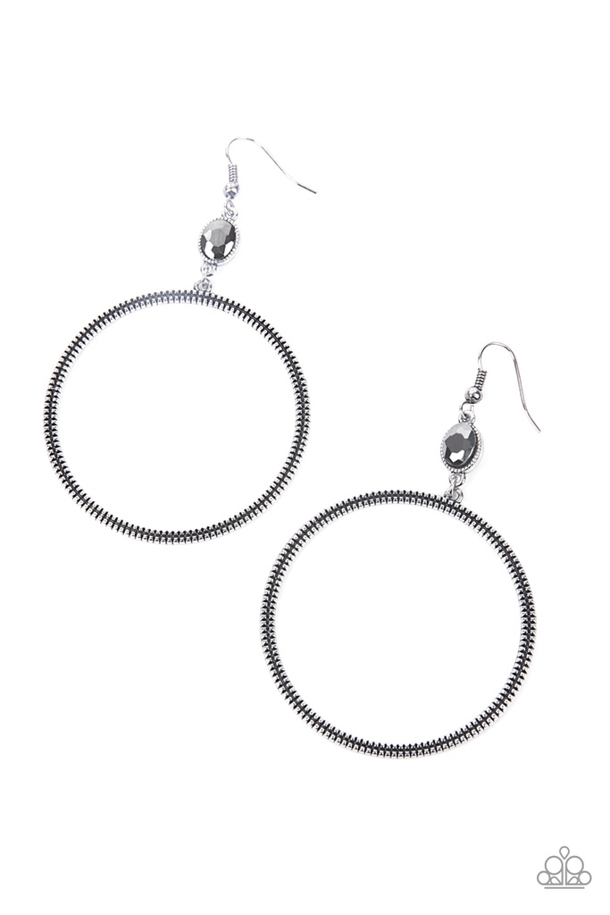 Loop Earrings Silver Dangle and Hematite  - Work That Circuit