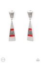 Clip-On Earrings Red and Silver Dangle - Safari Seeker