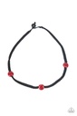 Men's Necklace Urban Red Beads Black Cording - SoCal Style