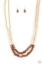 Layered Necklace with Brown Wood Beads - Bermuda Bellhop
