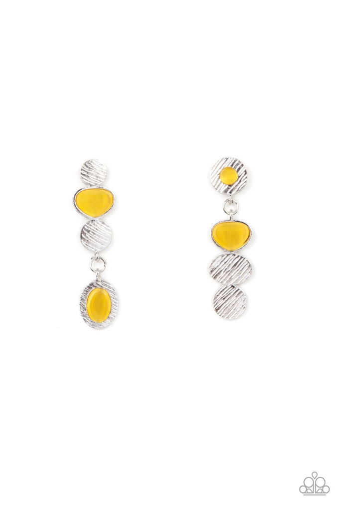 Post Earrings with Yellow Moonstone - Asymmetrical Appeals