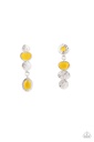 Post Earrings with Yellow Moonstone - Asymmetrical Appeals