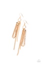 Dainty Earrings Gold Dangle Fringe and Crystal Tassel - Swing Dance Dazzle