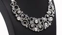Statement Necklace Crystal Bar Swirls in Silver - The Jennifer