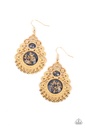 Dangle Earrings - Gold and Dark Blue Bead with Golden Foil - Welcoming Whimsy
