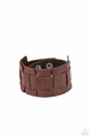 Men's Bracelet wrap in Brown Leather Adjustable - Plainly Plaited