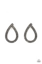Post Earrings Black Teardrop in Gunmetal and Hematite - Diva Dust